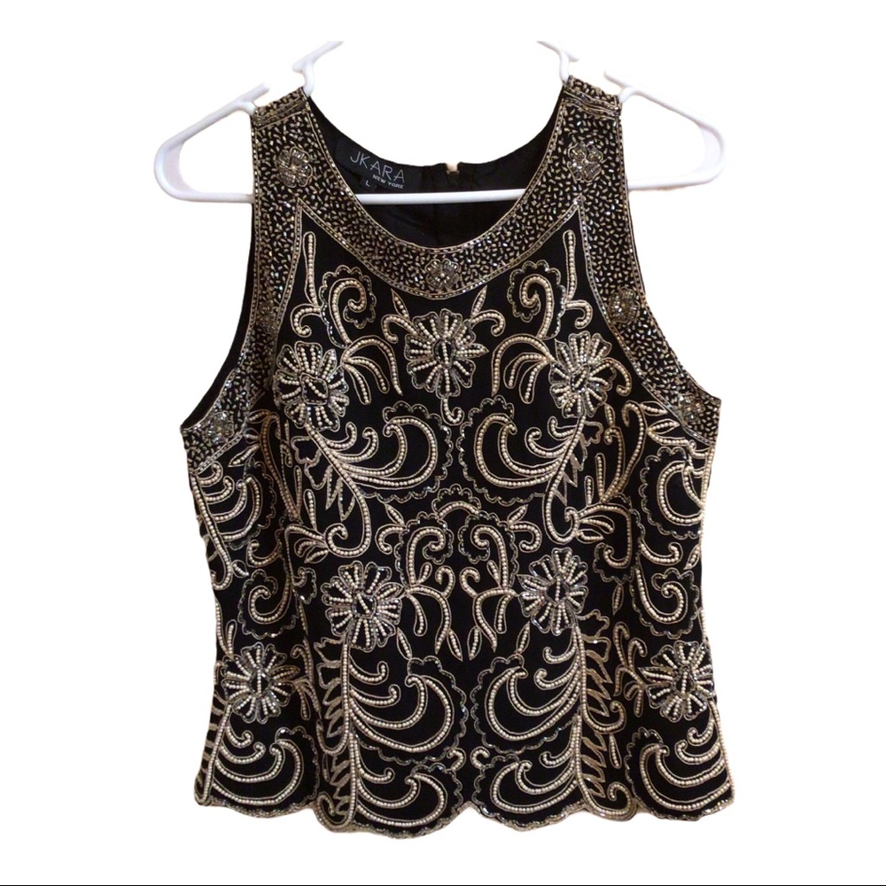 Glam Vtg JKara New York Evening Top NWOT Sz L